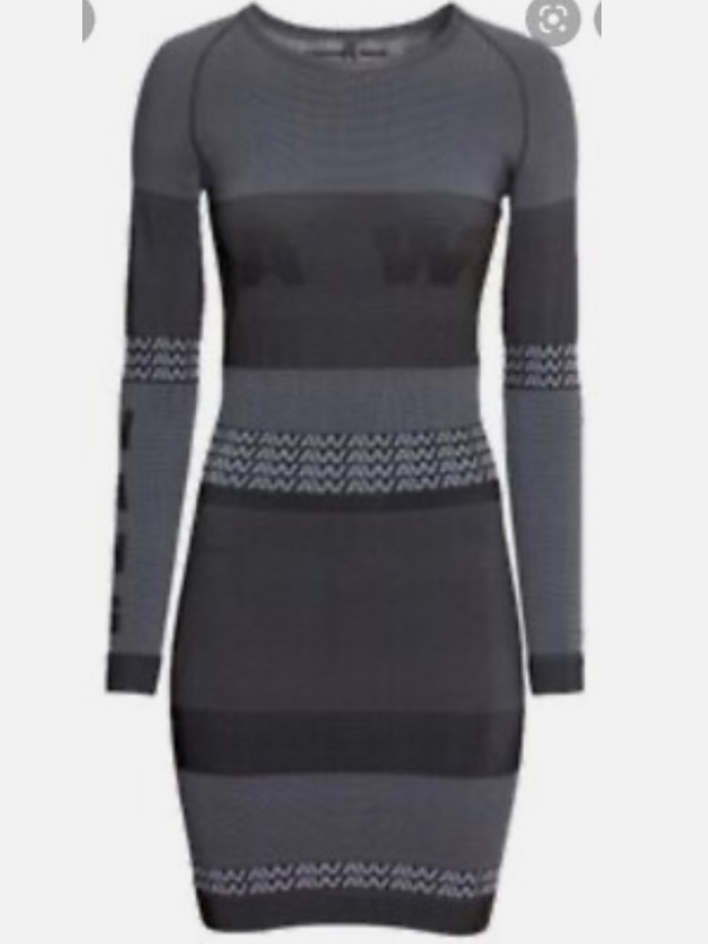 Alexander Wang x H&M black and grey bodycon long sleeve dress XS